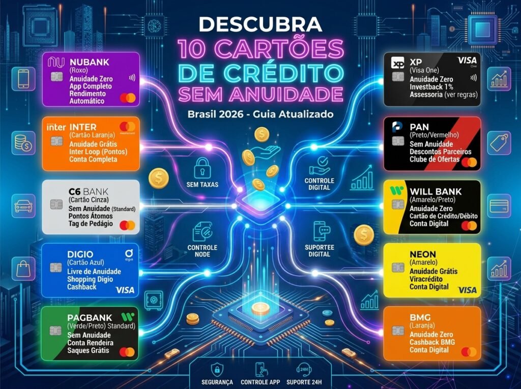 Descubra 10 Cartões de Crédito Sem Anuidade